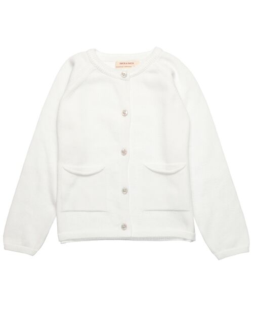 Chaqueta de niña en punto color blanca