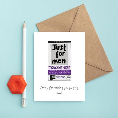 Carte Juste pour hommes | Carte drôle de fête des pères | Cheveux gris