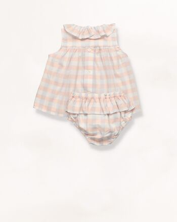 Pyjama bébé sans manches avec tissu à carreaux. 2