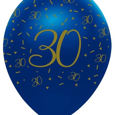 Géode Bleu Marine et Or 30 Ans Ballons Latex Nacrés