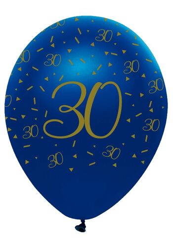 Géode Bleu Marine et Or 30 Ans Ballons Latex Nacrés
