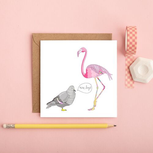 Nice Legs Greeting Card | Funny Anniversary Card | Flamingo