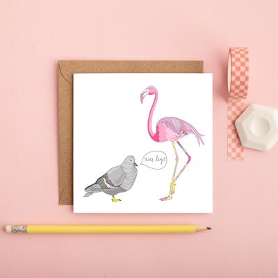 Grußkarte „Schöne Beine“ | Lustige Jubiläumskarte | Flamingo