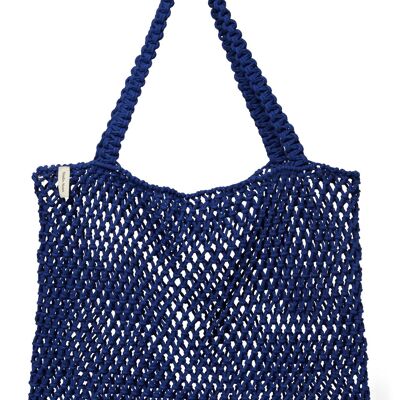 Blue macramé mom-bag