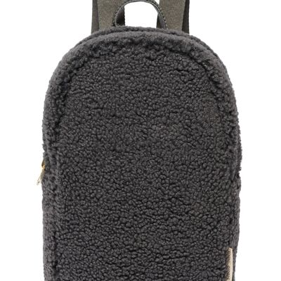 Dark grey teddy mini backpack - No Embroidery