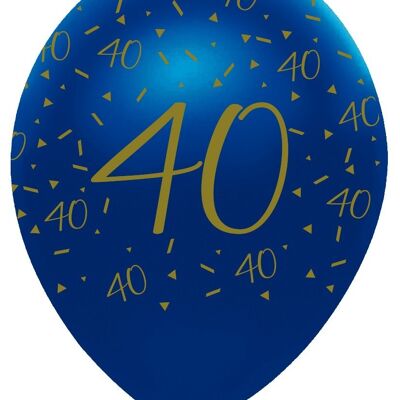 Géode Bleu Marine et Or 40 Ans Ballons Latex Nacrés