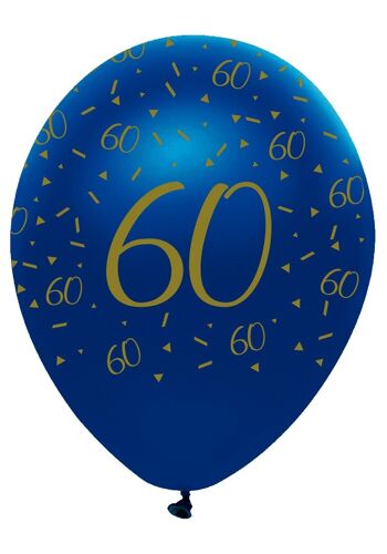 Géode Bleu Marine et Or 60 Ans Ballons Latex Nacrés