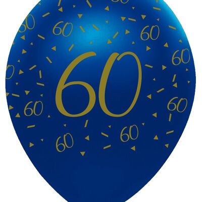 Géode Bleu Marine et Or 60 Ans Ballons Latex Nacrés