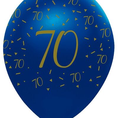 Géode Bleu Marine et Or Age 70 Ballons Latex Nacrés ARP