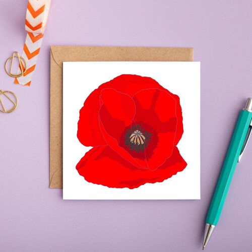Poppy Floral Everyday Card | Thank You | Bereavement Card