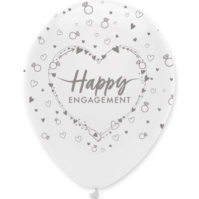 Palloncini in lattice Happy Engagement con stampa perlescente a tutto tondo