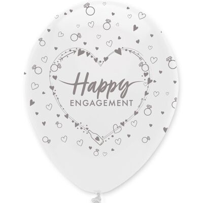 Happy Engagement Latex Balloons Pearlescent All Round Print