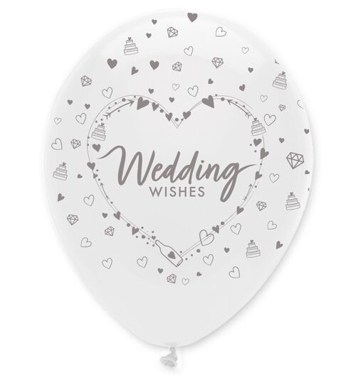 Wedding Wishes Latex Balloons Pearlescent All Round Print