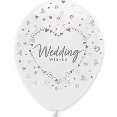 Wedding Wishes Latex Balloons Pearlescent All Round Print
