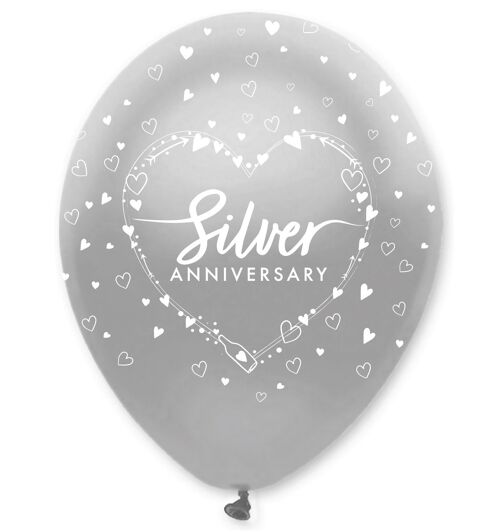 Silver Anniversary Latex Balloons All Round Print