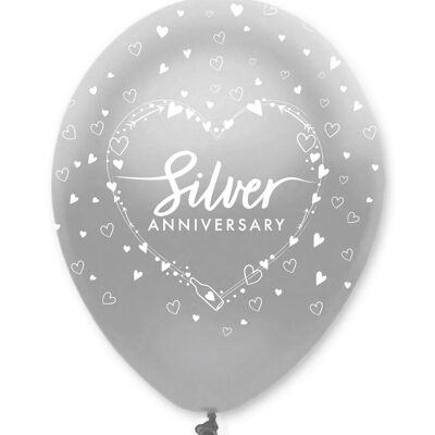 Latexballons zum Silberjubiläum rundum bedruckt