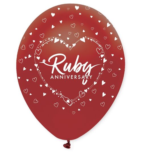 Ruby Anniversary Latex Balloons All Round Print