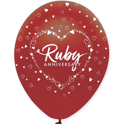 Ruby Anniversary Latex Balloons All Round Print