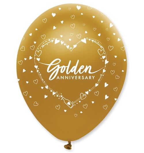 Golden Anniversary Latex Balloons All Round Print