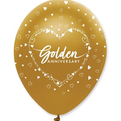 Golden Anniversary Latex Balloons All Round Print