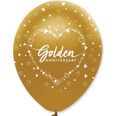 Golden Anniversary Latex Balloons All Round Print