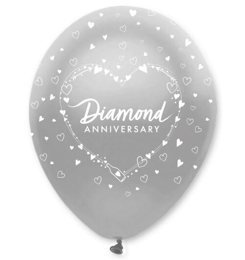 Diamond Anniversary Latex Balloons All Round Print