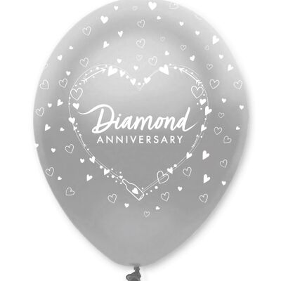 Diamond Anniversary Latex Balloons All Round Print