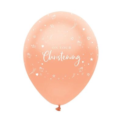 On Your Christening Latex Balloons Rose Gold All Round Print