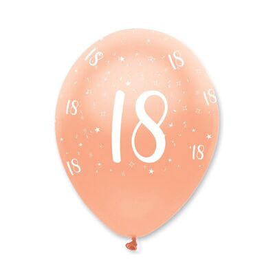 Rose Gold Age 18 Latex Balloons Pearlescent All Round Print