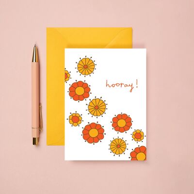 Hurra-Grußkarte | Verlobungskarte | Blumen