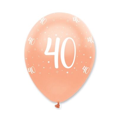 Rose Gold Age 40 Latexballons mit Perlmutt-Rundumdruck