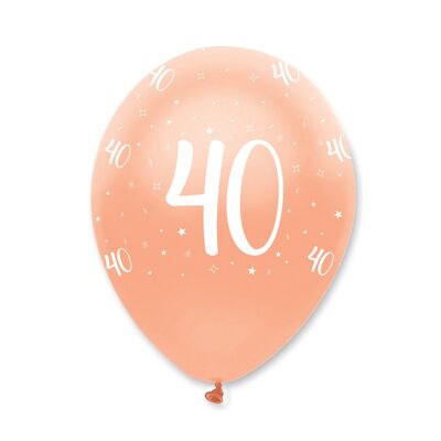 Or Rose 40 Ans Ballons En Latex Nacré All Round Print