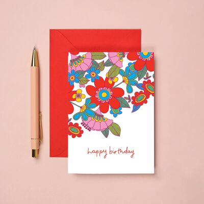 Tarjeta del feliz cumpleaños | Diseño floral | flores