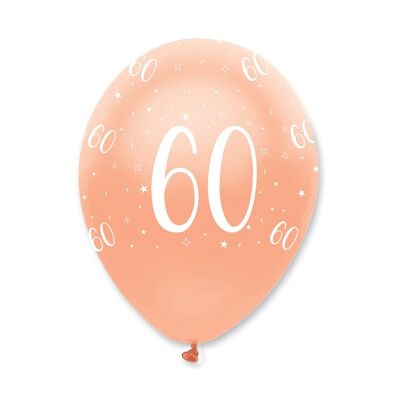 Rose Gold Age 60 Latexballons mit Perlmutt-Rundumdruck
