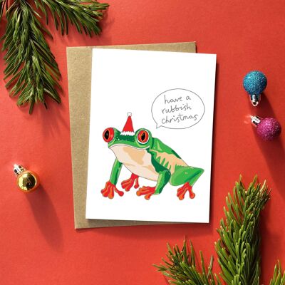 Carte de Noël de grenouille d’ordures | Carte de Noël drôle | Grossier