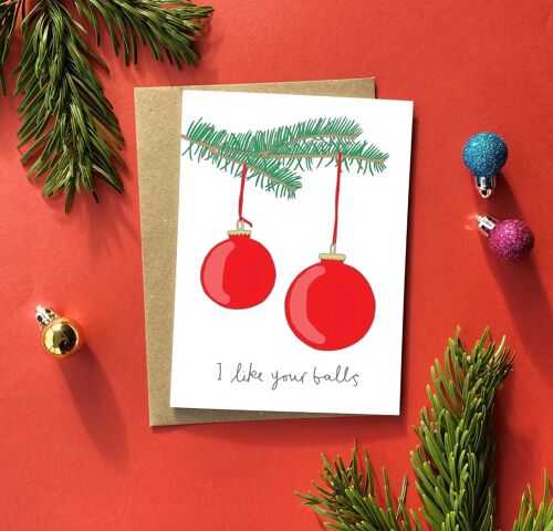 Balls Christmas Greeting Card | Funny Christmas Card For Men