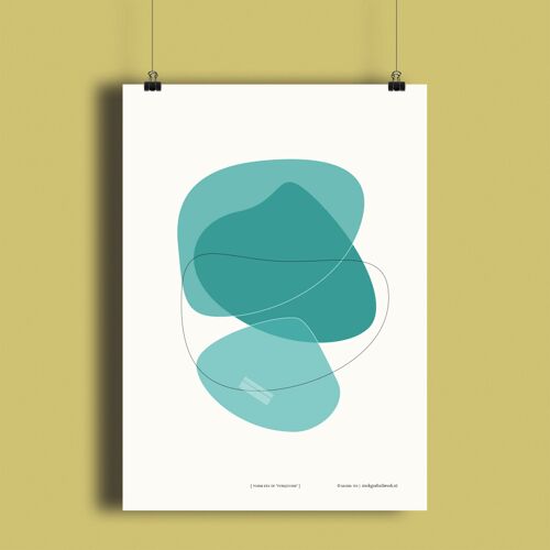 Poster – Vorm zes in turquoise - 21 x 30 cm