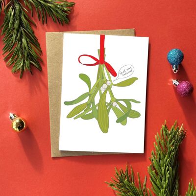 Cartolina di Natale con vischio | Divertente cartolina di Natale | Unisex