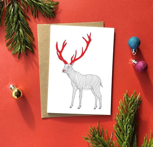 Reindeer Christmas Greeting Card | Rudolf Christmas Card
