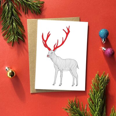 Tarjeta de felicitación de la Navidad del reno | Tarjeta de Navidad de Rudolf