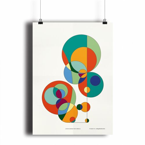 Poster – Kleur acrobaat met cirkels - 21 x 30 cm