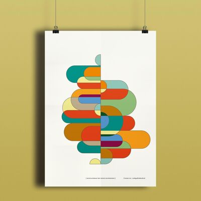Affiche – Acrobate couleur avec rectangles ronds - 21 x 30 cm