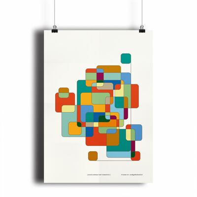 Poster – Kleur acrobaat met vierkanten - 21 x 30 cm