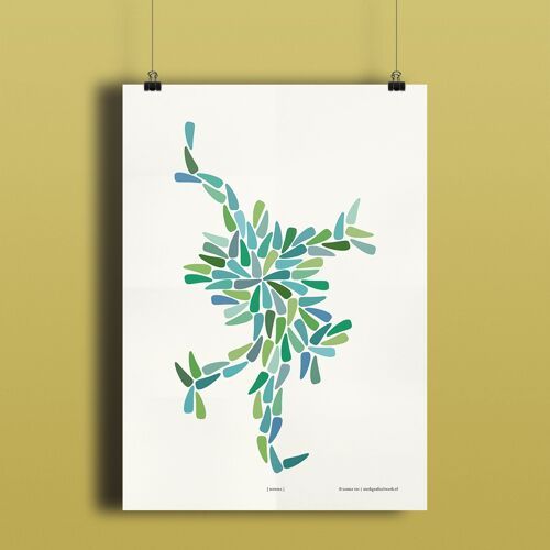 Poster – Dansia (blauw-groen) - 30 x 40 cm