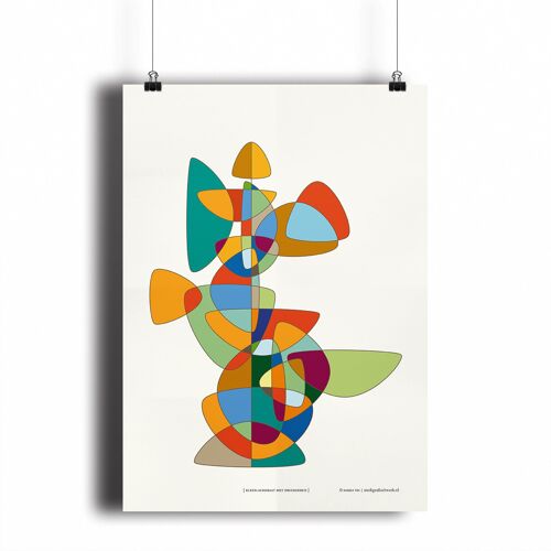 Poster – Kleur acrobaat met driehoeken - 21 x 30 cm