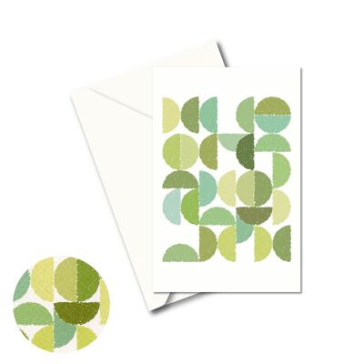 Grußkarte - runde Farben bis Blattgrün