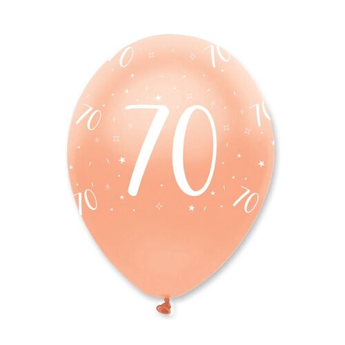 Rose Gold Age 70 Latex Balloons Pearlescent All Round Print