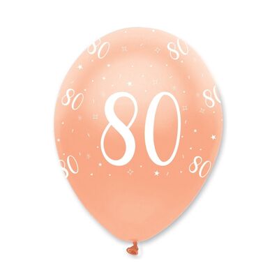 Rose Gold Age 80 Latex Balloons Pearlescent All Round Print