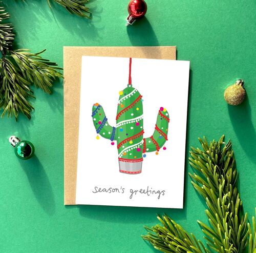 Cactus Kitsch Christmas Greeting Card | Retro Christmas Card