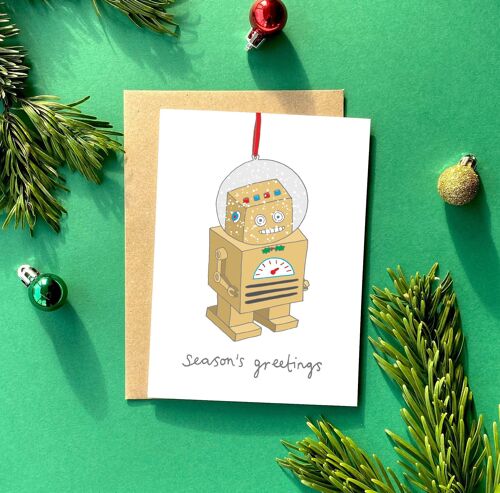 Robot Kitsch Christmas Greeting Card | Retro Christmas Card